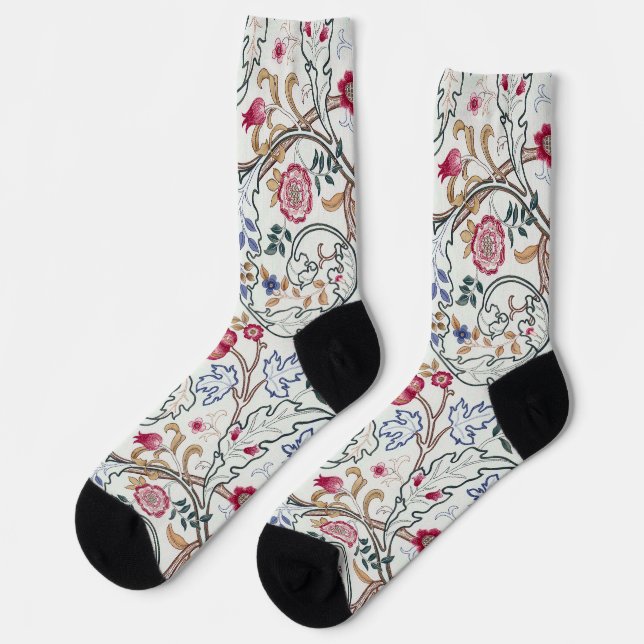 Chaussette Fleur, motif floral, William Morris (Gauche)