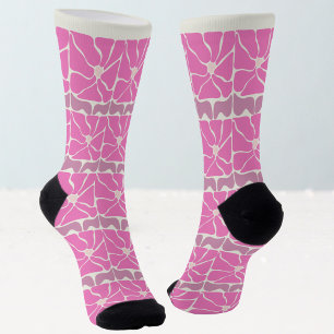 Chaussette Fleur rose rétro vintage des années 70