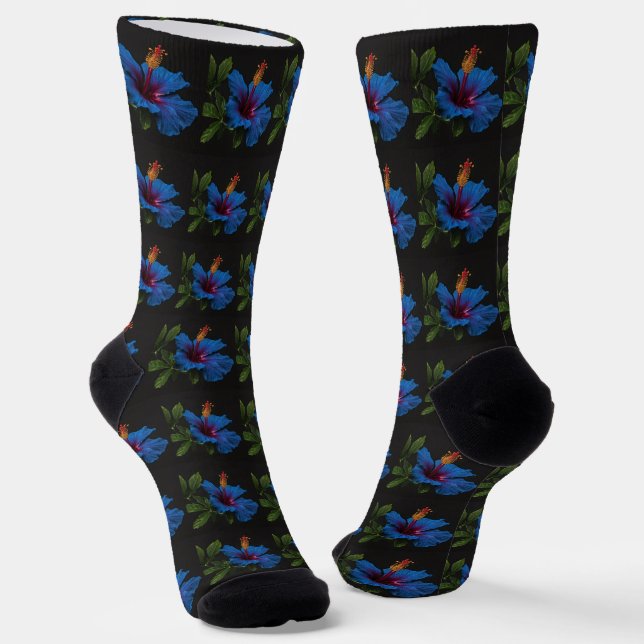 Chaussette "Fleur Serene : La beauté des fleurs d'Hibiscus bl (Angulaire)