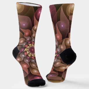 Chaussette Fleur surréaliste brillante Art fractal abstrait m