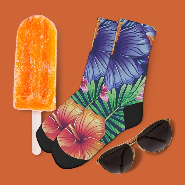 Chaussette Fleur tropicale lumineuse  (Créateur téléchargé)