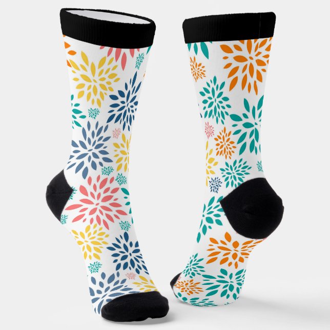 Chaussette Fleurs abstraites colorées motif (Angulaire)