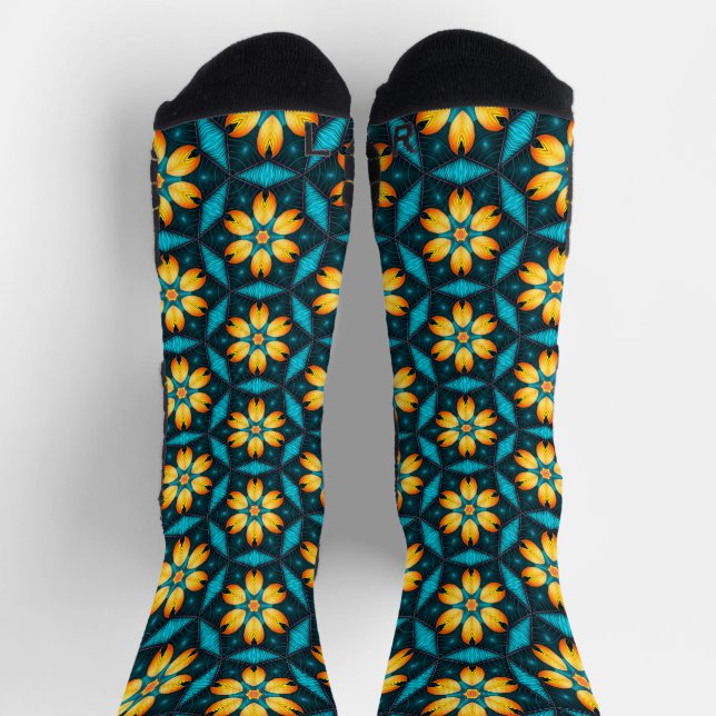 Chaussette Fleurs Abstraites jaunes (Haut)