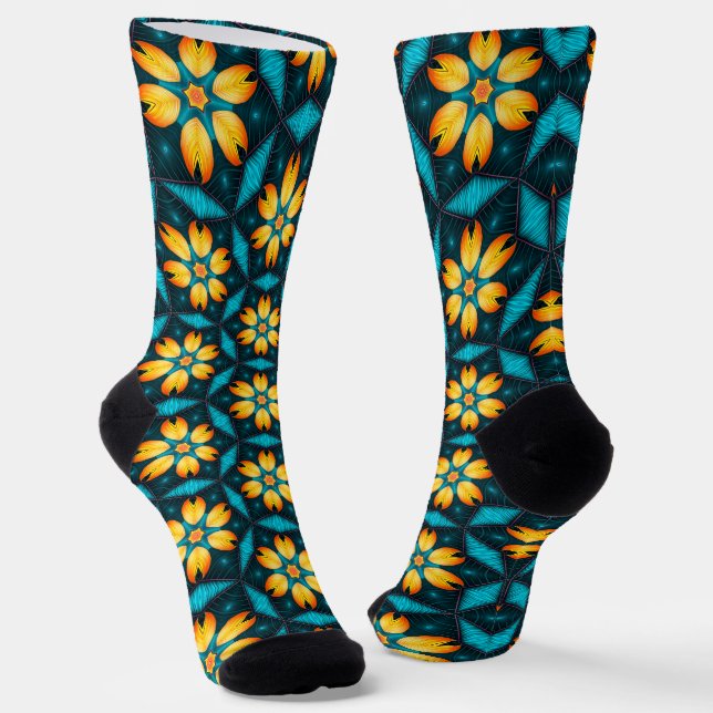 Chaussette Fleurs Abstraites jaunes (Angulaire)