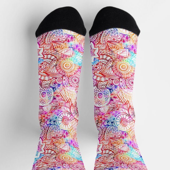 Chaussette Fleurs abstraites jolies et colorées (Haut)