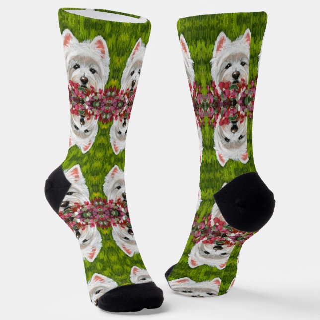 Chaussette Fleurs blanches et roses (Angulaire)
