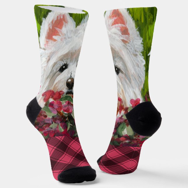 Chaussette Fleurs blanches et roses (Angulaire)