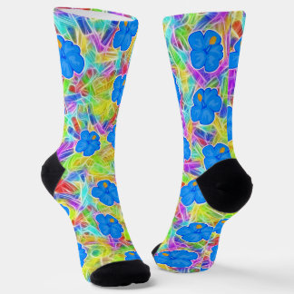 Chaussette Fleurs Bleues Hawaïennes