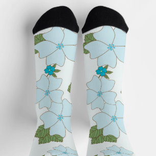 Chaussette Fleurs Bleues, Motif Floral, Motif De Fleurs