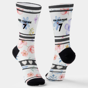 Chaussette Fleurs Colorées - Chaussettes avec Nom et Numéro