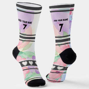 Chaussette Fleurs Colorées - Chaussettes avec Nom et Numéro