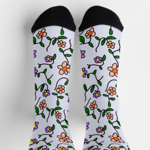 Chaussette Fleurs colorées, Motif Floral, Verdure, Boho