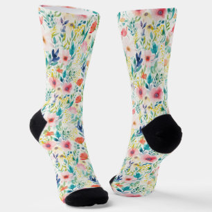 Chaussette Fleurs d'aquarelle : Jardin de rêve