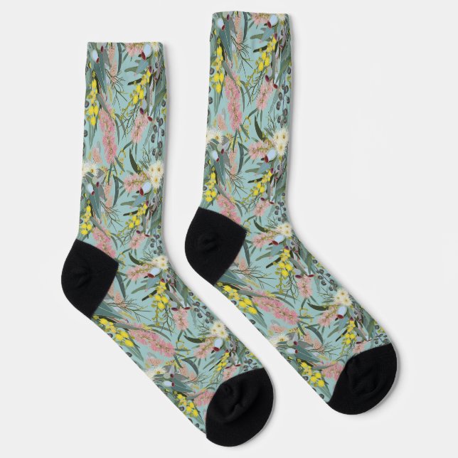 Chaussette Fleurs de Bush Australien Été Bleu (Droite)