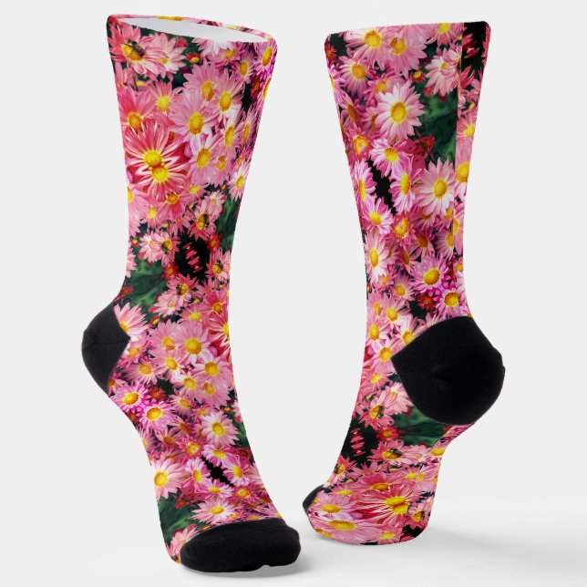 Chaussette Fleurs De Faisée Rose Et Motif De Bumble (Angulaire)