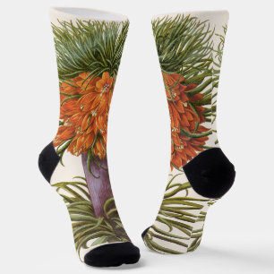Chaussette Fleurs de Fritillaire Orange Vintage Basilius Besl