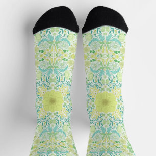 Chaussette Fleurs de jardin rétro en vert et jaune