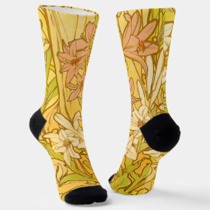 Chaussette Fleurs de lys Art nouveau d'Alphonse Mucha