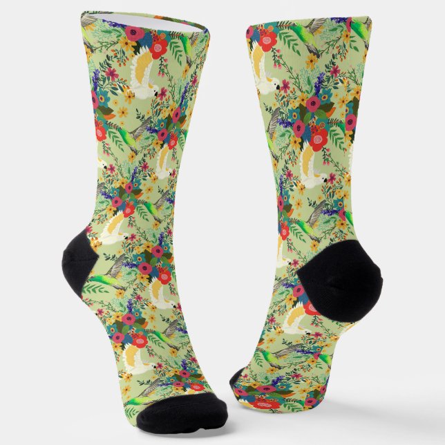 Chaussette Fleurs de perroquets tropicaux de la Jungle d'été (Angulaire)