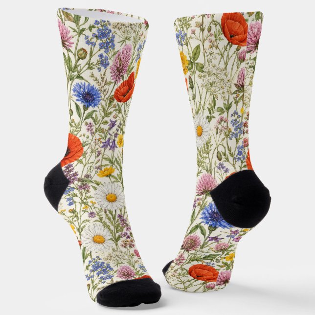 Chaussette Fleurs de Prairie Sauvage Délicates (Angulaire)