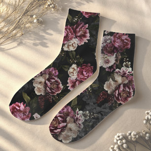 Chaussette Fleurs de rose blanches luxueuses et lunatiques