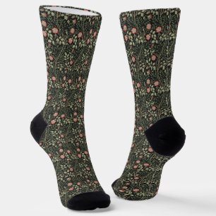 Chaussette Fleurs de roses roses vintage sur fond noir motif 
