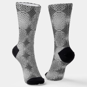 Chaussette FLEURS DE VIE - mélange gris motif