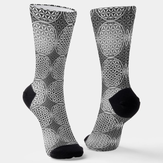 Chaussette FLEURS DE VIE - mélange gris motif (Angulaire)