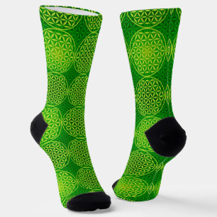 Chaussette FLEURS DE VIE - mélange vert motif