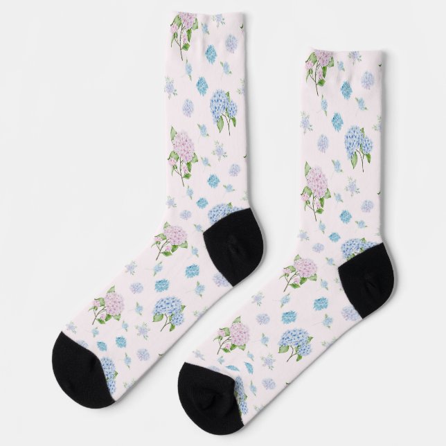 Chaussette Fleurs d'hydrangea simples et élégantes à l'aquare (Gauche)