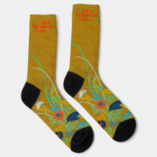 Chaussette Fleurs Japonaises Vintage G.A. Audsley