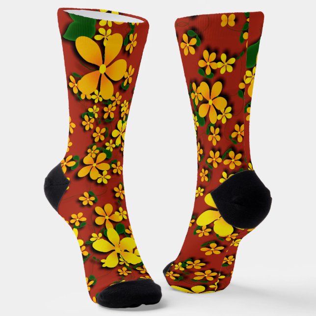 Chaussette Fleurs jaunes  (Angulaire)