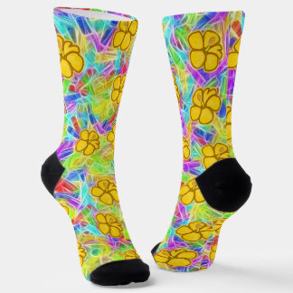Chaussette Fleurs jaunes hawaïennes