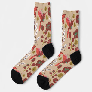 Chaussette Fleurs motifs florales sans soudure, oiseaux, papi