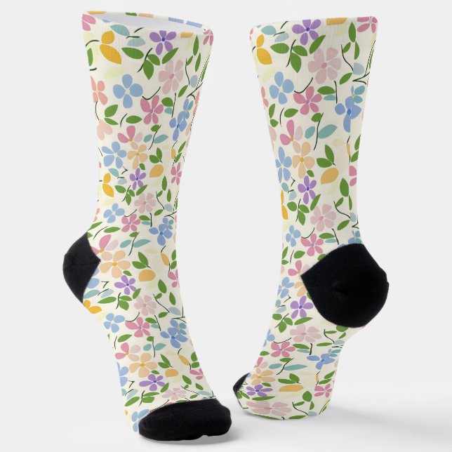 Chaussette Fleurs printanières Couleurs pastel (Angulaire)