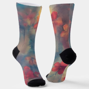 Chaussette Fleurs roses atténuées