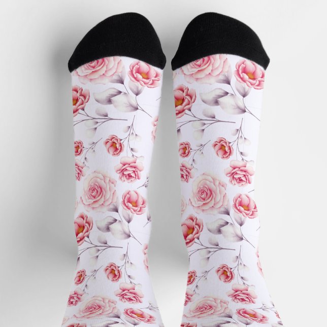 Chaussette Fleurs roses élégantes Chic Motif coloré (Haut)