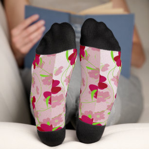 Chaussette Fleurs roses et rouges - Floral