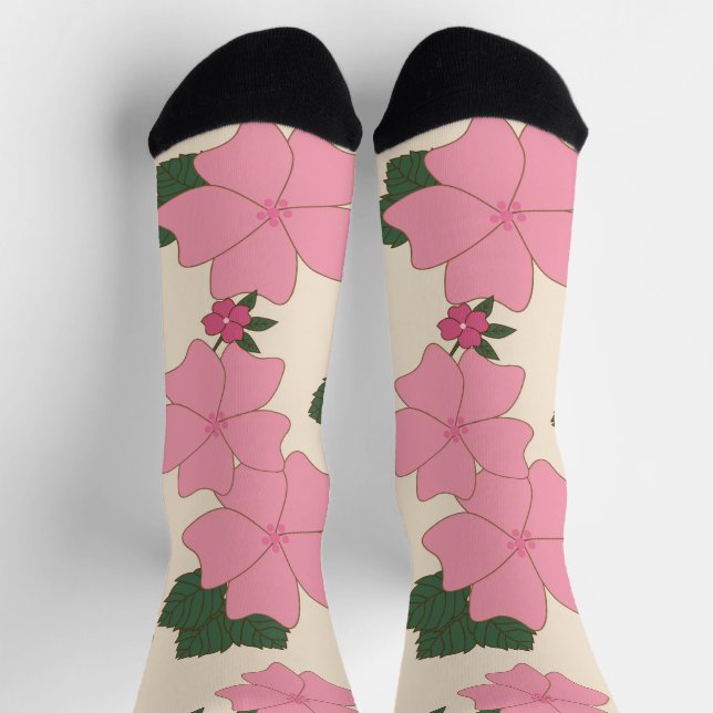 Chaussette Fleurs Roses, Motif Floral, Motif De Fleurs (Haut)