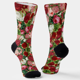 Chaussette Fleurs Roses vintages