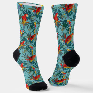 Chaussette Fleurs tropicales et chaussettes motifs d'oiseaux
