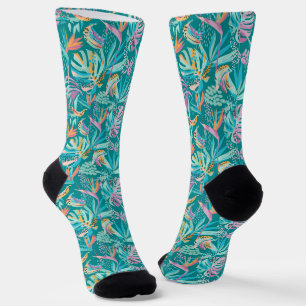 Chaussette Fleurs tropicales et motif feuille