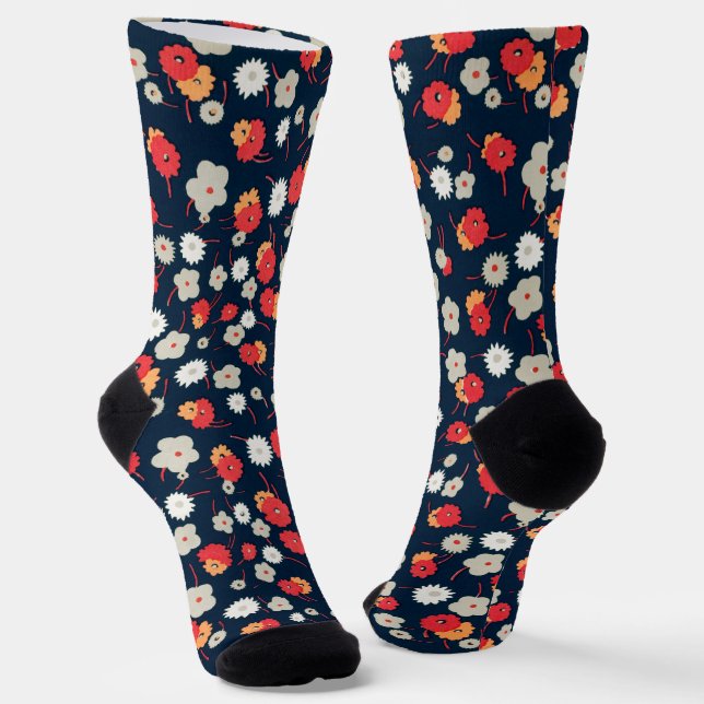 Chaussette Fleurs vintages Fun Chaussettes Fous (Angulaire)
