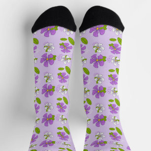 Chaussette Fleurs violettes et blanches vibrantes