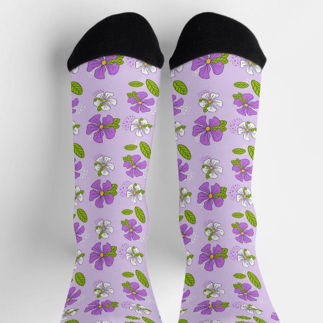 Chaussette Fleurs violettes et blanches vibrantes (Haut)
