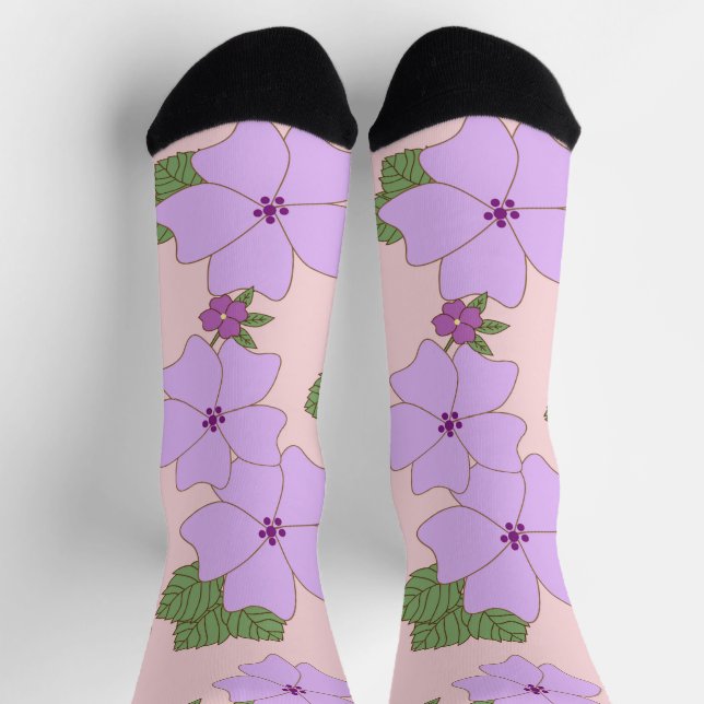 Chaussette Fleurs Violettes, Modèle Floral, Motif De Fleurs (Haut)