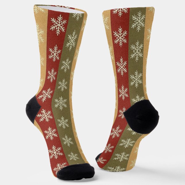 Chaussette flocon de Noël coloré traditionnel rayé  (Angulaire)