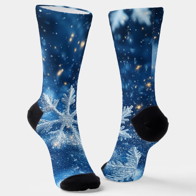Chaussette Flocons de neige scintillants de Noël d'hiver (Angulaire)