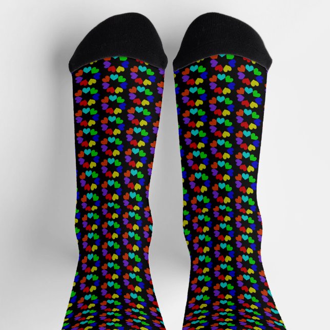 Chaussette Floral Arc-en-ciel Coeurs d'amour (Haut)