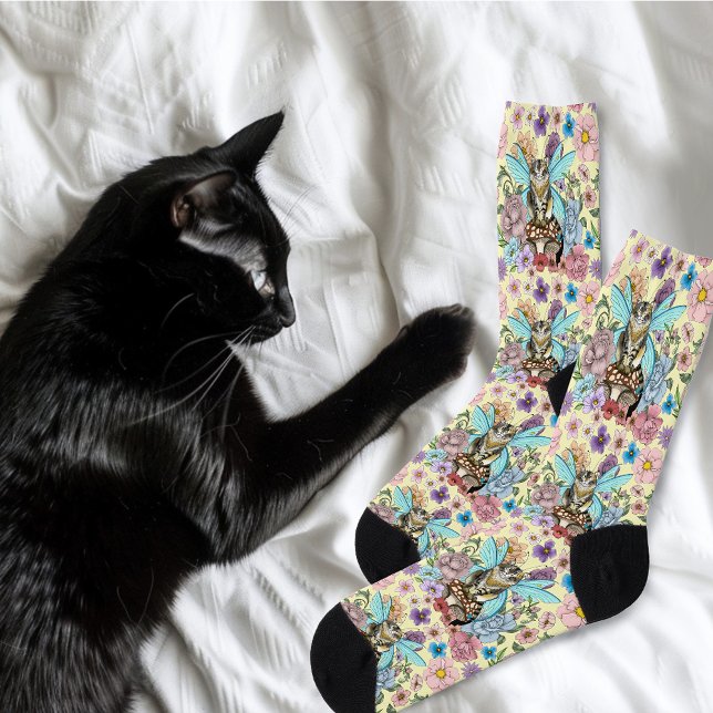 Chaussette Floral de champignons de cay poilu Tabby Fairy (Créateur téléchargé)